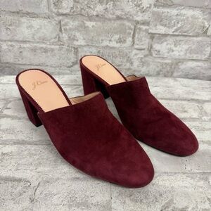 J.Crew Suede Leather Mule Heels Burgundy‎ Women’s Size 9.5 Style # J8226